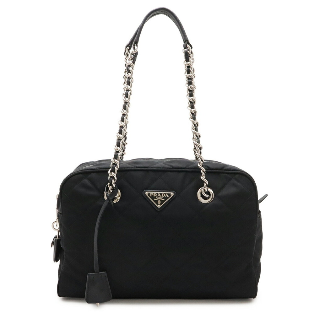 PRADA Impuntu Chain Shoulder Bag, Nylon, Black (NERO), 1BB903, Purchased from...